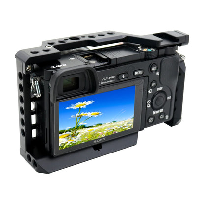 Camera Cage Rig with Wooden Handle for Sony A6000 Series