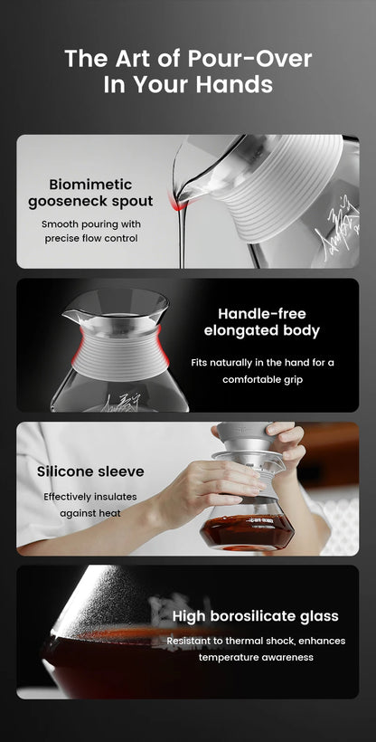 Glass Coffee Server Carafe for Pour Over Brewing