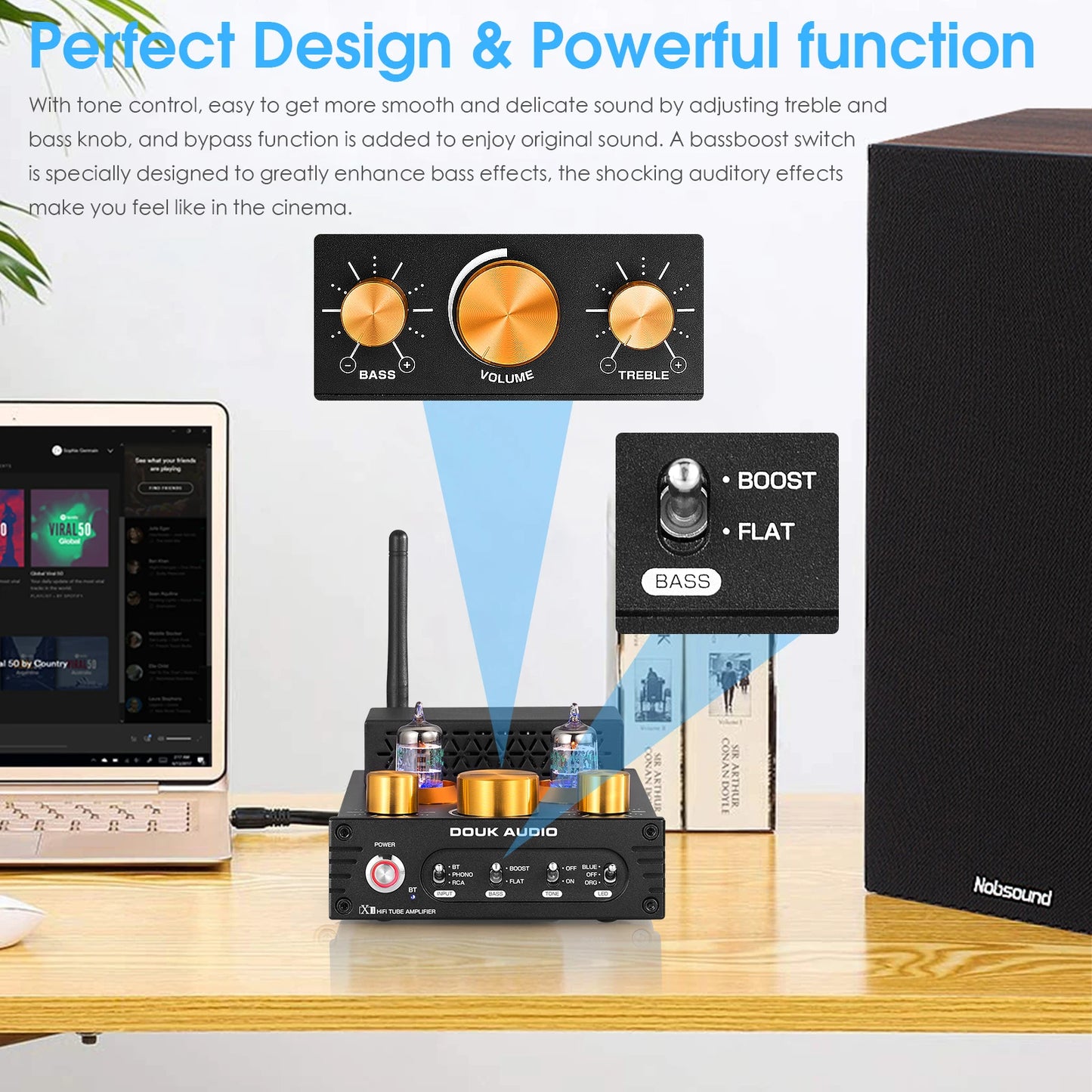 HiFi Valve Amplifier 160W Bluetooth Stereo Amp for Turntables