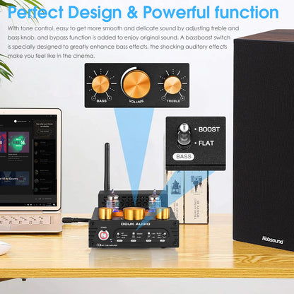 HiFi Valve Amplifier 160W Bluetooth Stereo Amp for Turntables
