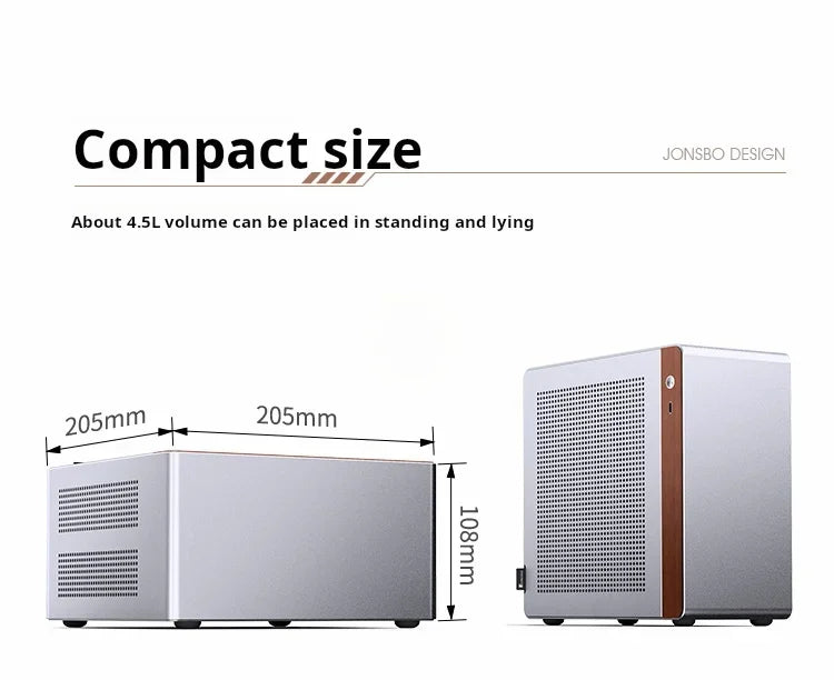 Mini ITX Aluminum PC Case NV10 Silver Chassis