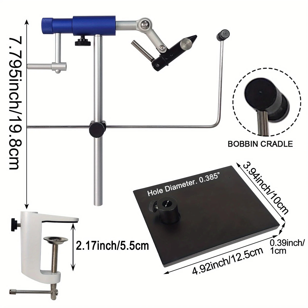 Adjustable Fly Tying Vise with Sturdy Base and Precision Jaws