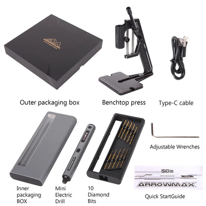 Portable Electric Hand Drill with Benchtop Stand for Home Projects