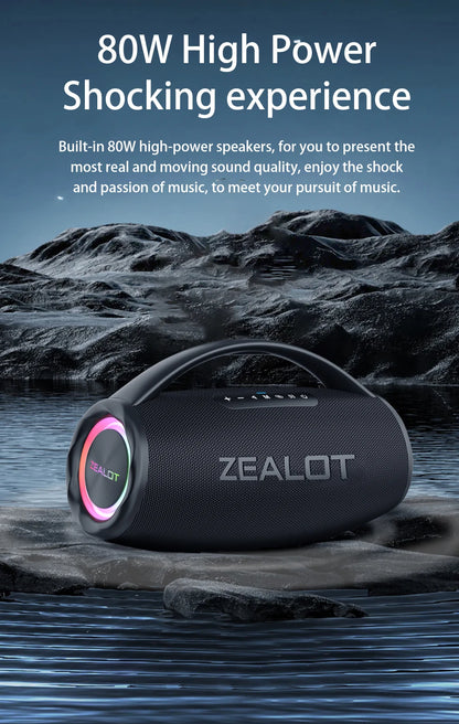 80W Portable Bluetooth Speaker Waterproof 16000mAh RGB TWS