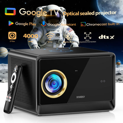 4000 ANSI 4K Smart Projector WiFi 6 Google TV