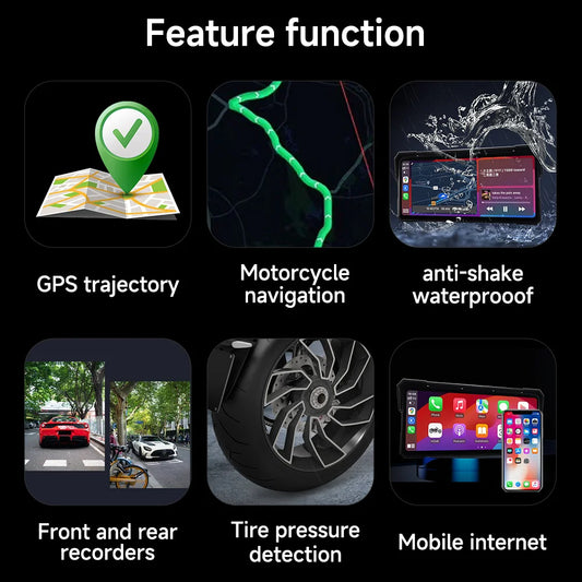 Portable 8.1″ 2K Motorcycle GPS Multimedia Display