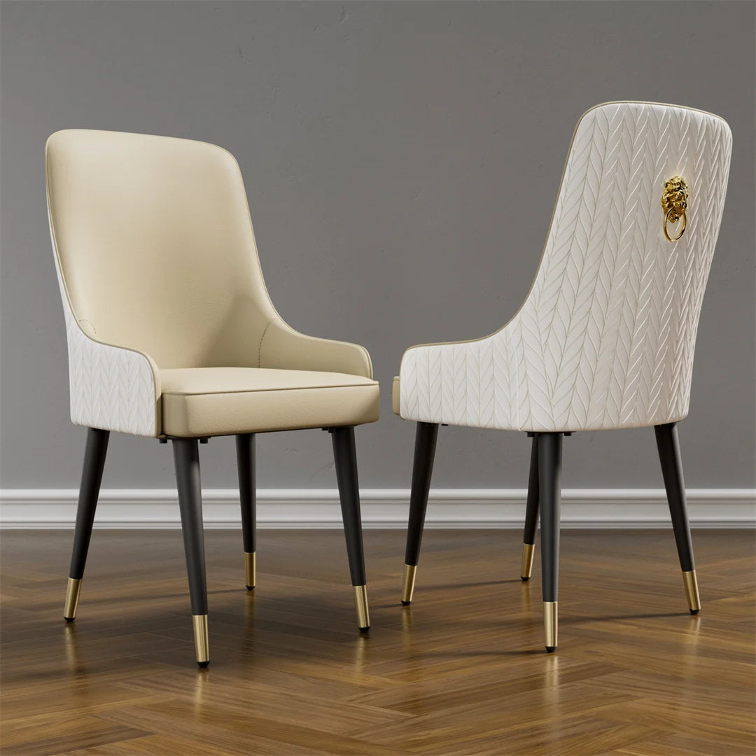 Dining Chairs Set of 2 White Knocker Back