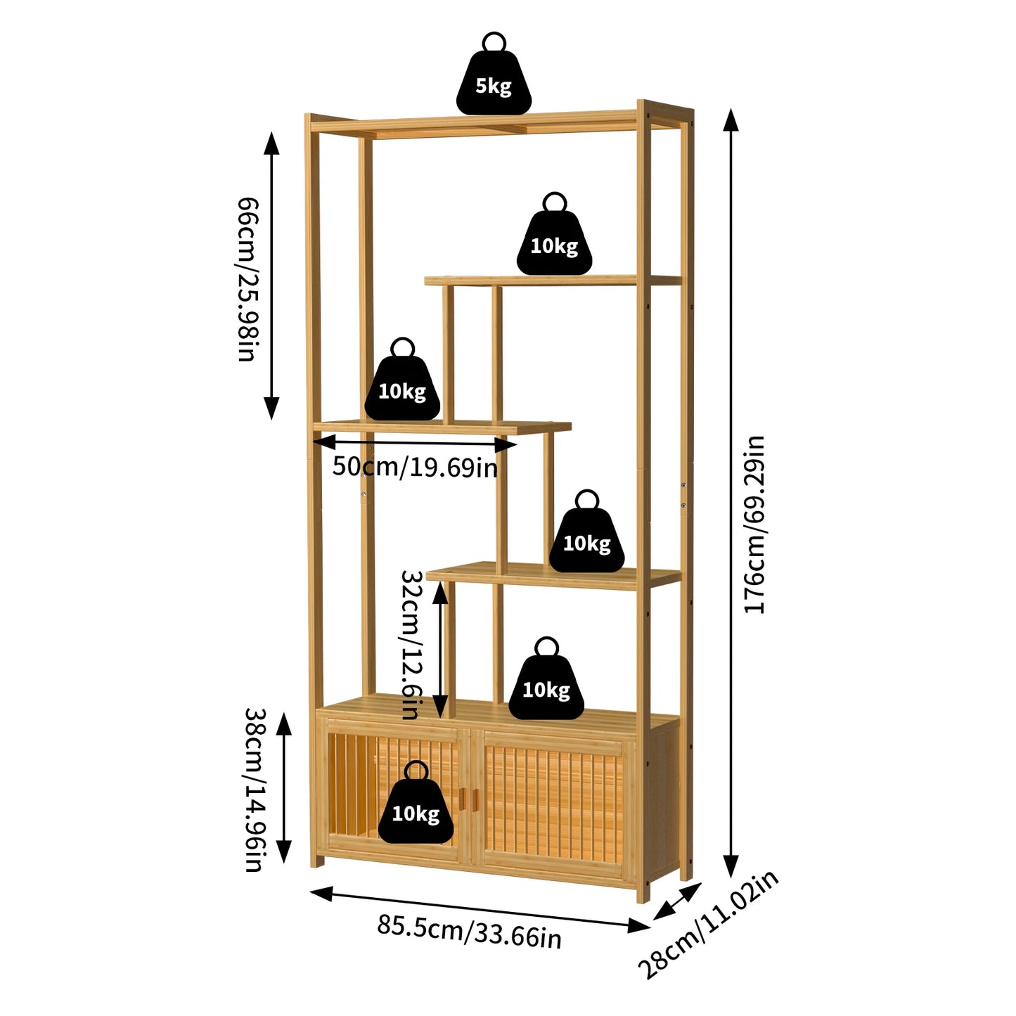 Bamboo Storage Rack with Multi-Level Shelves for Home