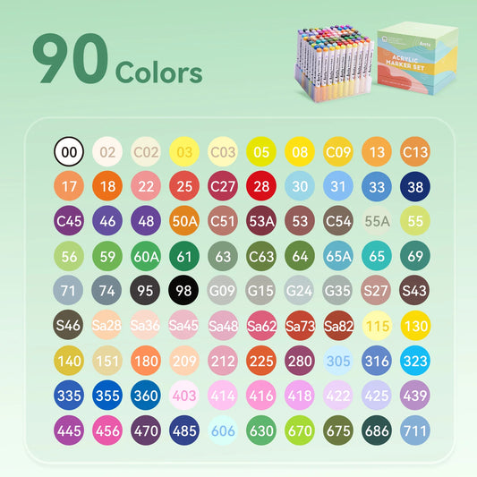 Acrylic Paint Pens Set 90B Brush Tip Markers