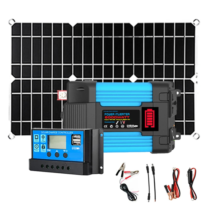 Portable Off-Grid Solar Kit 6000W Inverter 220V