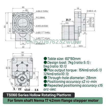 42mm Stepper Motor Rotary Stage 5:1