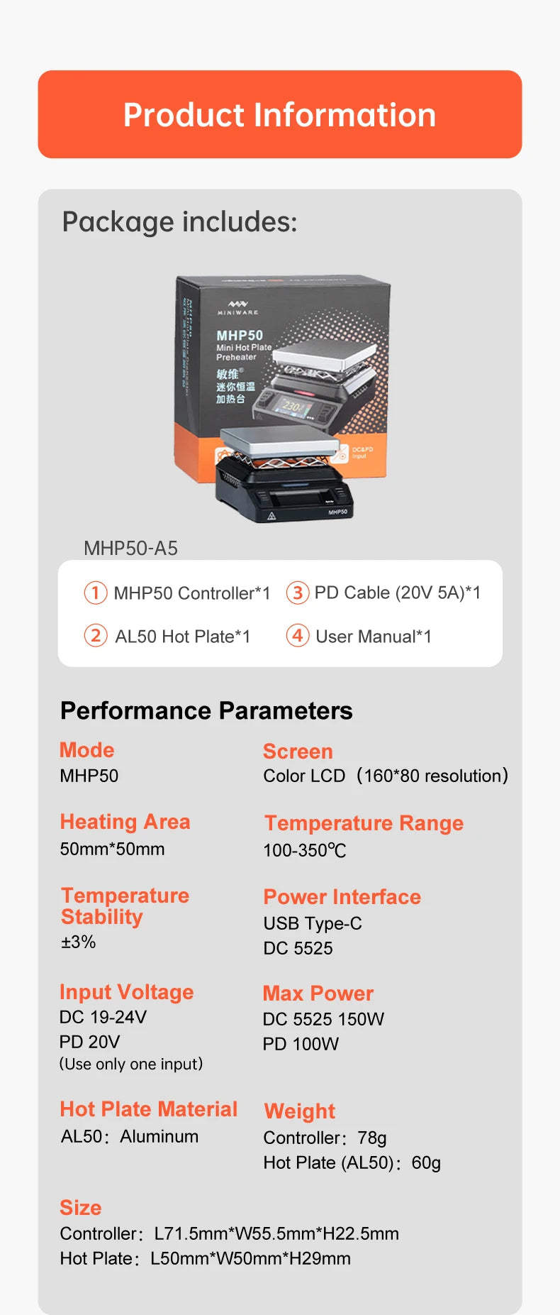 Small Hot Plate Preheater with 350 Degree Heating Capacity