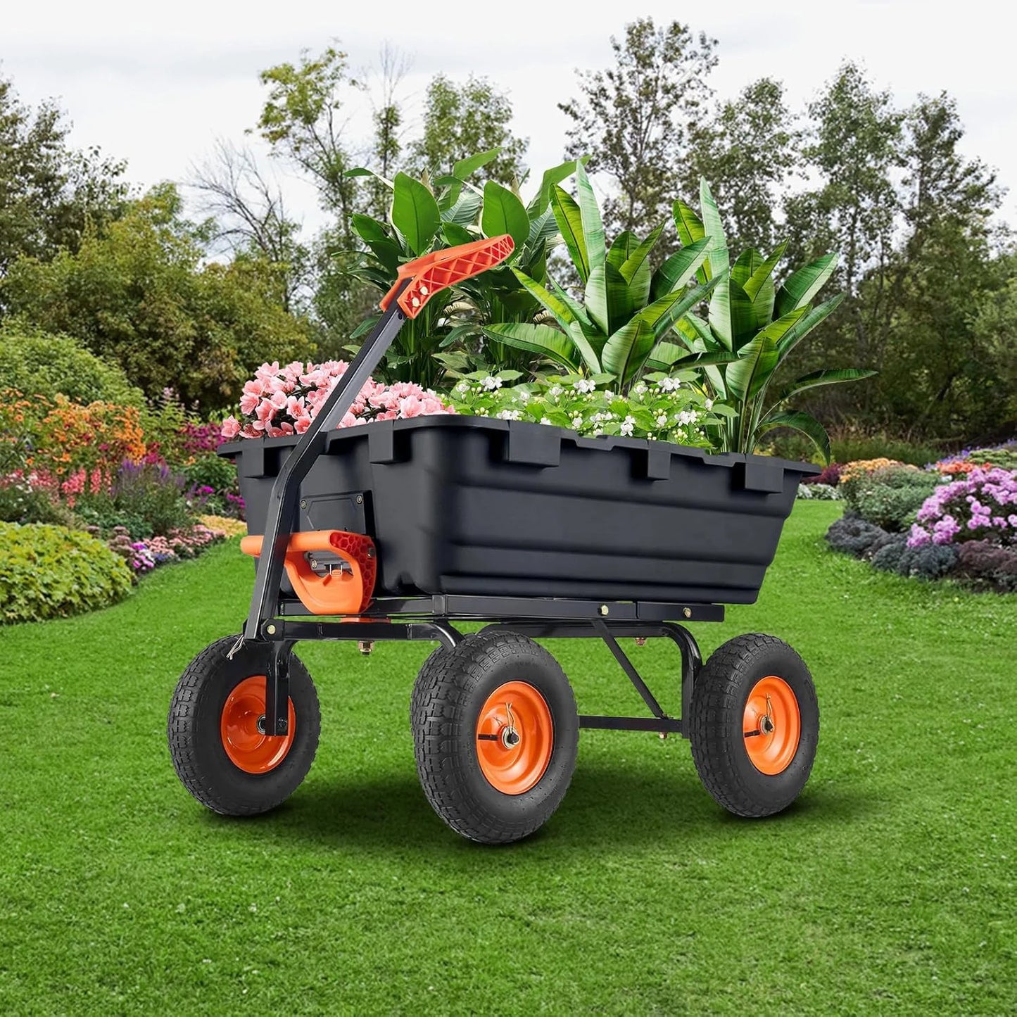 Heavy-Duty 900lb Garden Cart with Rotating Handle