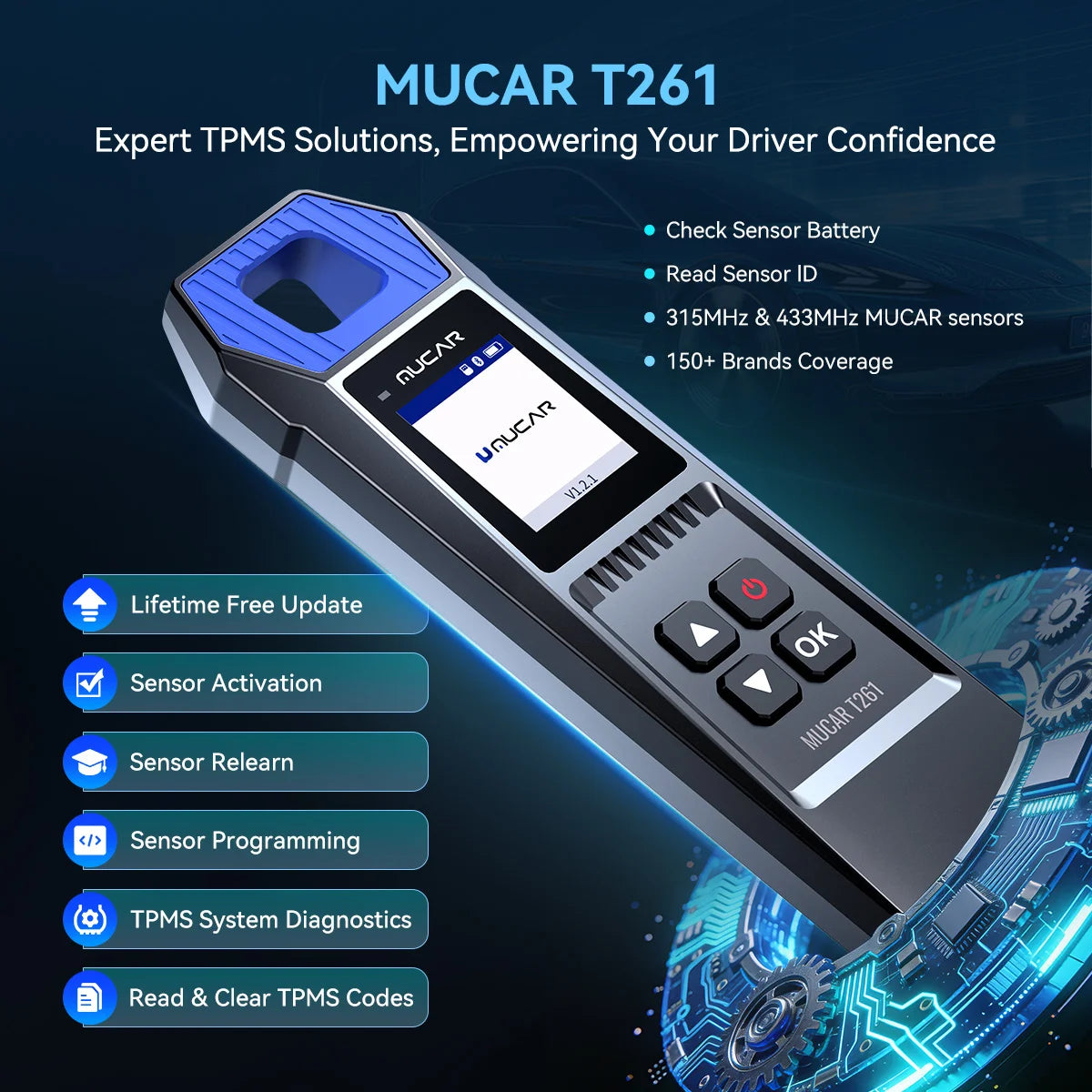 TPMS Sensor Activator & Programming Tool for Car Diagnostics