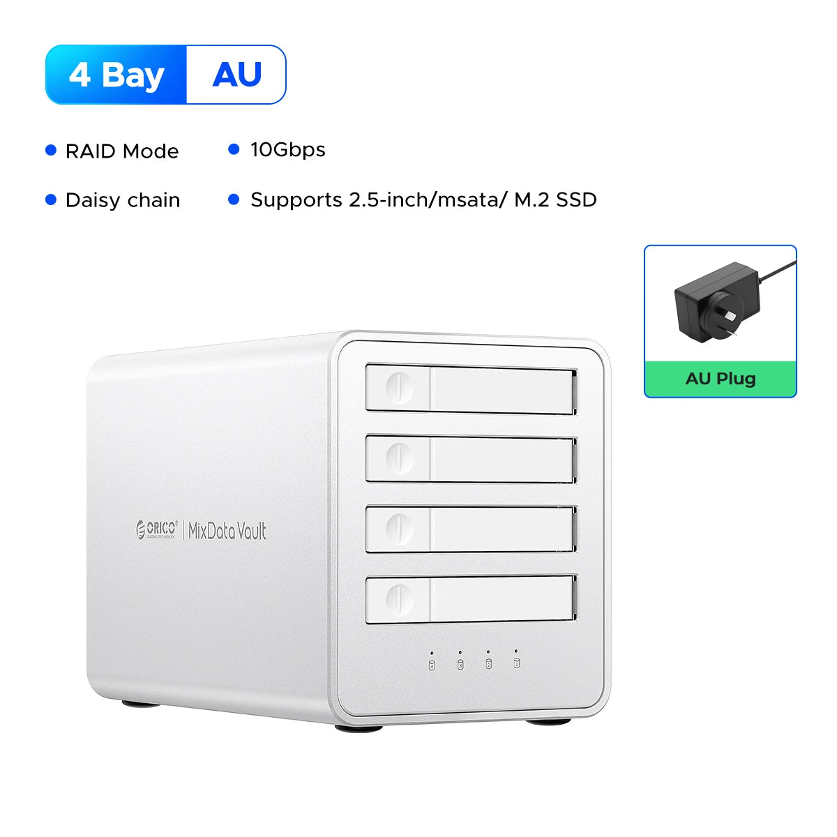 4 Bay SSD Enclosure 10Gbps RAID Cooling Fan