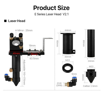 CO2 Laser Engraver Head Kit with Reflector Mirrors