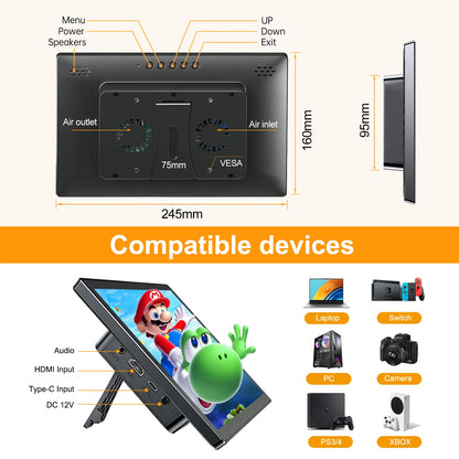 Portable 10.1-Inch Touchscreen Monitor IPS Full HD USB-C
