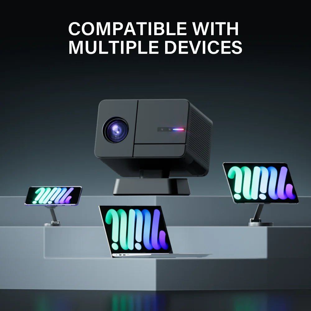 Android 11 Portable Projector with Electric Focus for Home Cinema