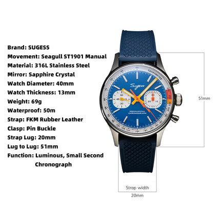 Racing Inspired Mechanical Wristwatch with Leather Strap