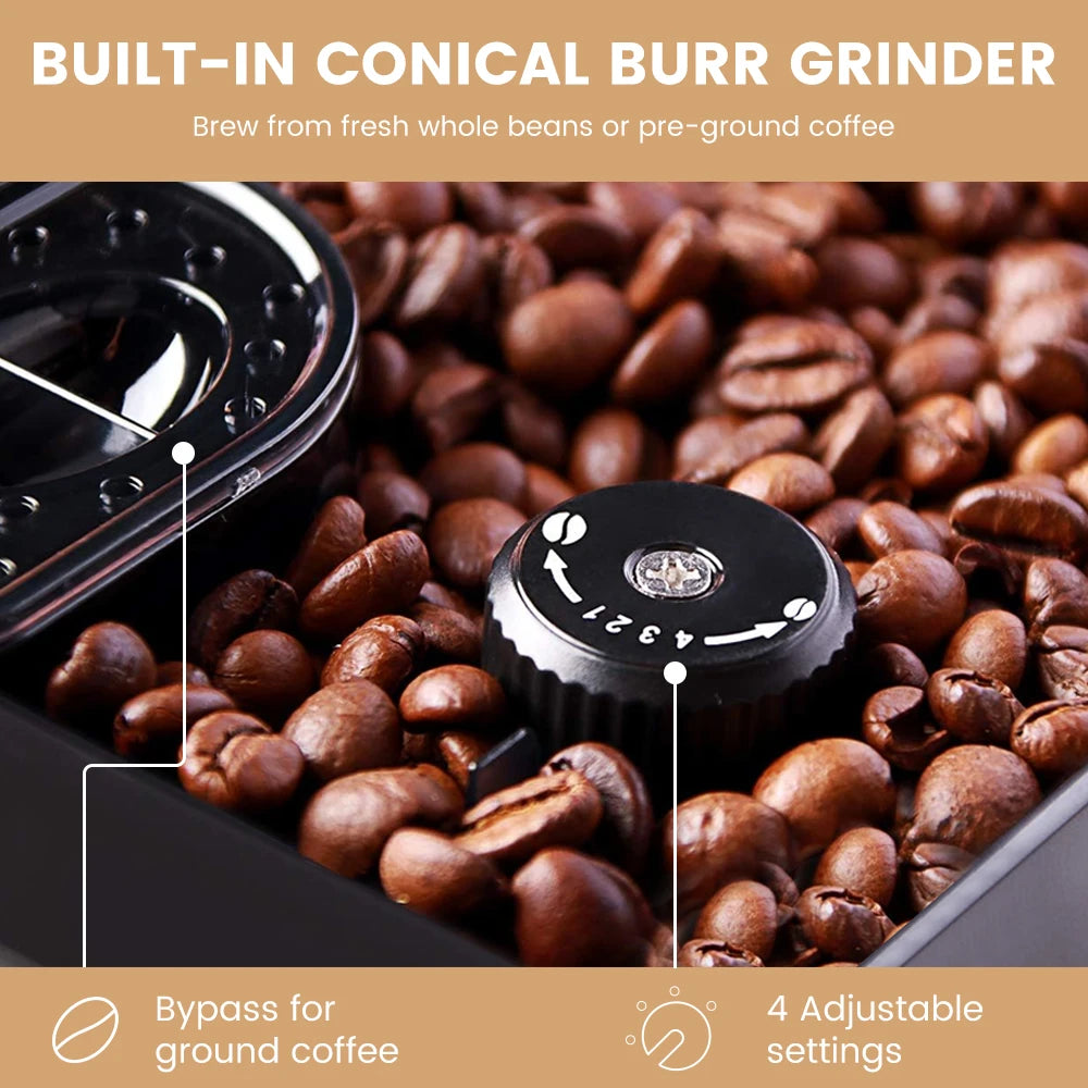Home Espresso Maker Built-In Milk Tank 7 Varieties