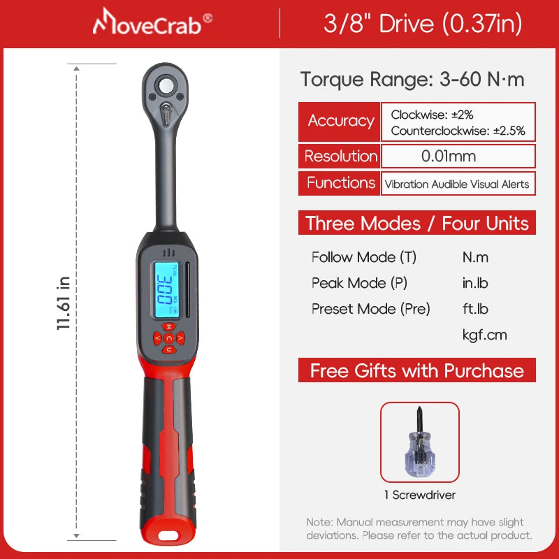 Precision Digital Torque Wrench ±2% Accuracy with Buzzer