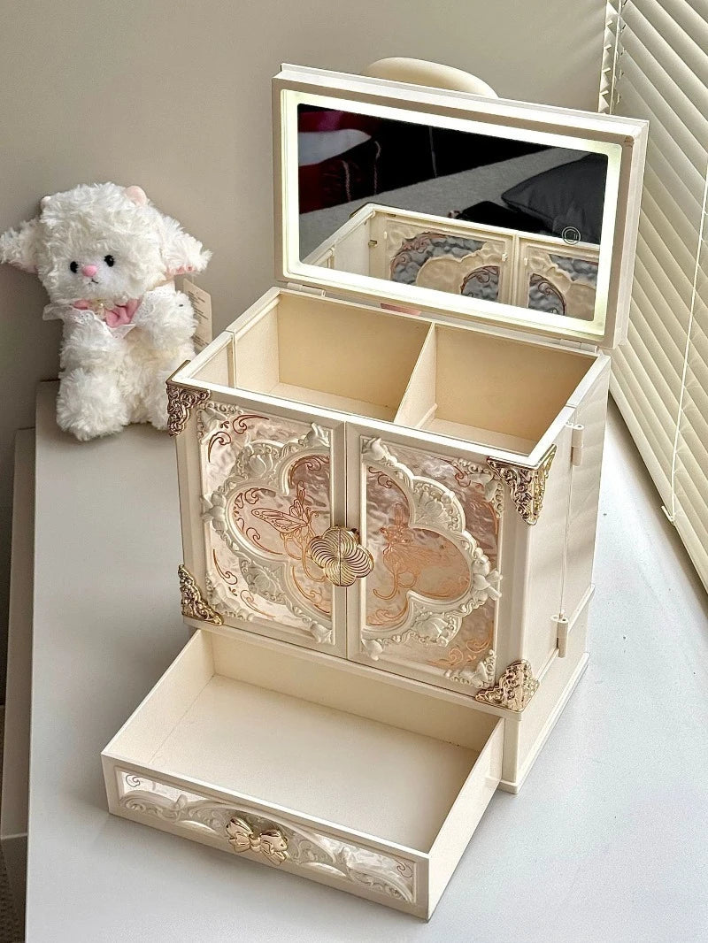 Large Acrylic Jewelry Box with Necklace & Ring Storage
