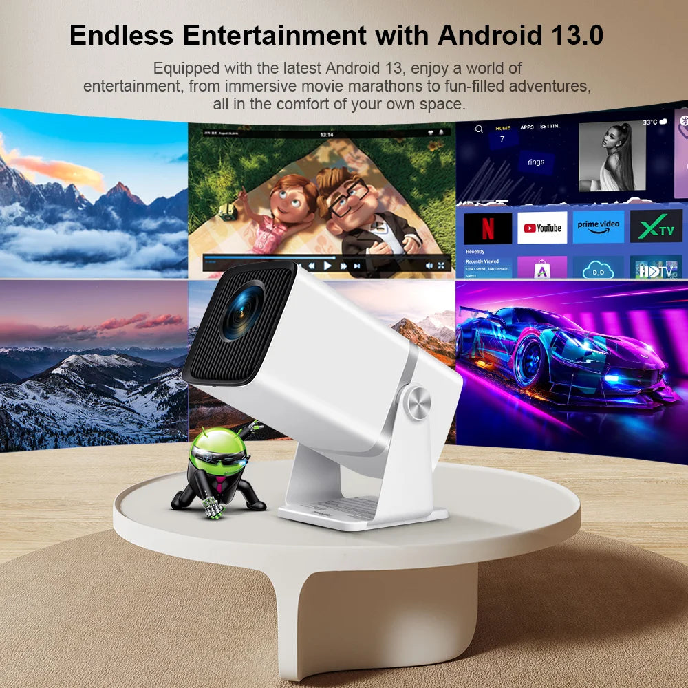 Portable 4K Smart Projector with Android WiFi