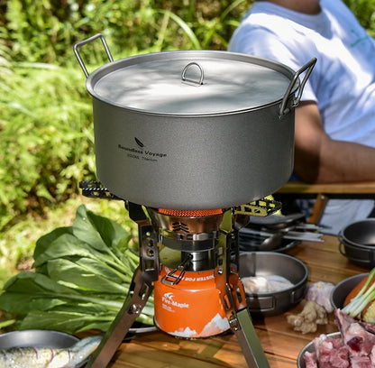 5L Titanium Camping Pot with Lid and Folding Handles