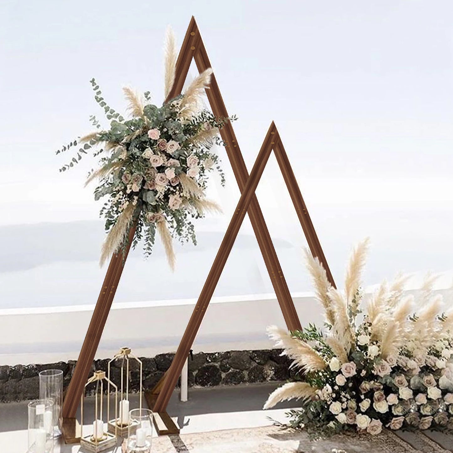 Wooden Wedding Ceremony Arch Stand 2-Piece Backdrop Frame