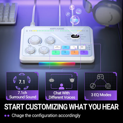 RGB Audio Mixer with Voice Changer for Gaming and Streaming