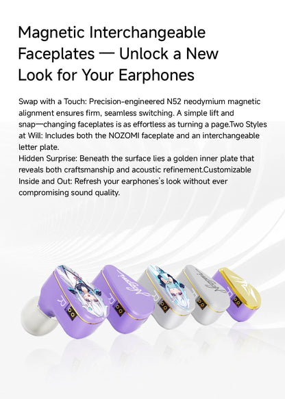 Portable Silver HiFi Earbuds Interchangeable Panels