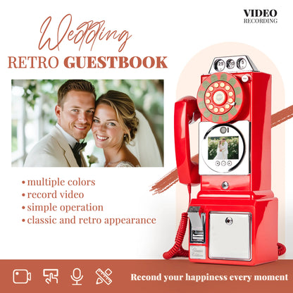 Red Retro Video Guestbook Phone with Audio Recording