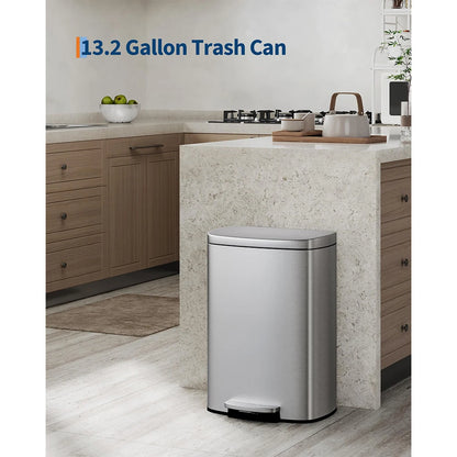 13 Gallon Metal Pedal Kitchen Garbage Bin Black