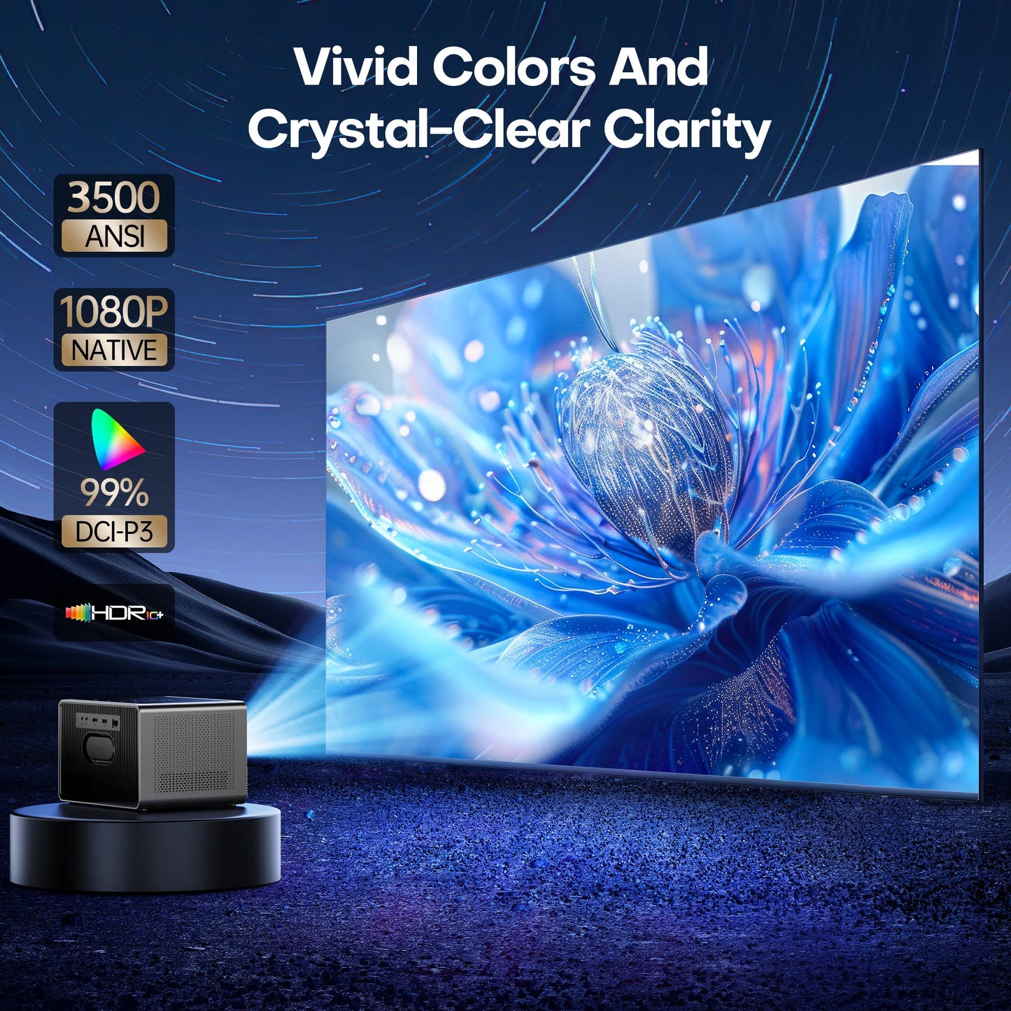 4K UHD Laser Projector 50000 Lumens WiFi6 Bluetooth