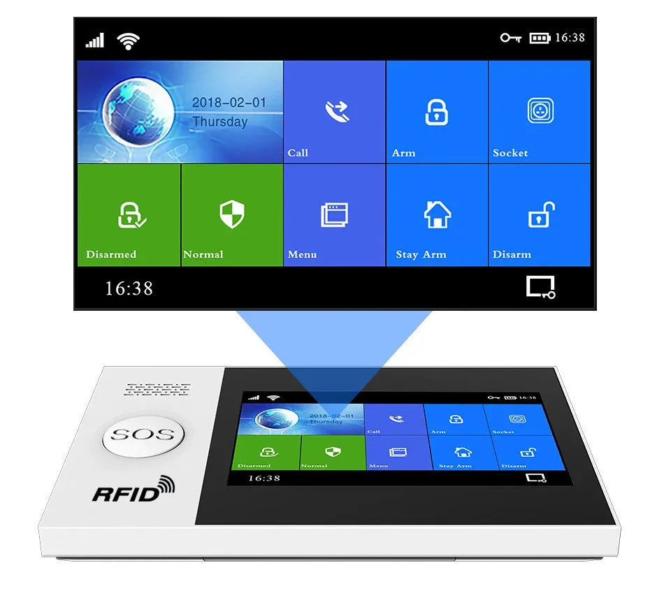 Wireless Alarm System with Touch Display Compatible with Alexa Google