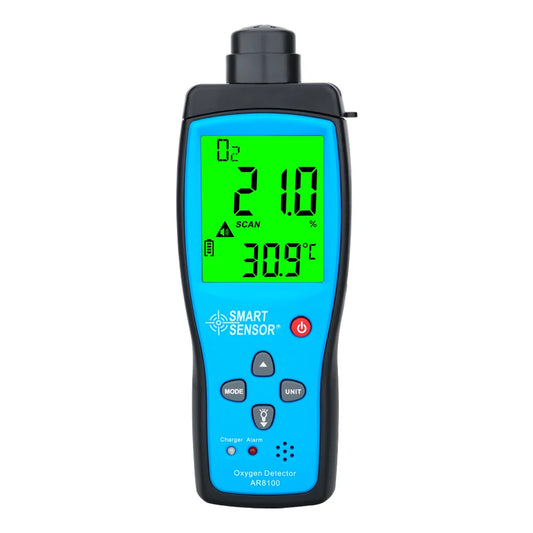 Portable O2 Gas Detector with LCD Screen and Light Alert