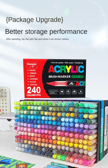 Acrylic Paint Marker Set 168pcs Brush Tip DIY Art Kit