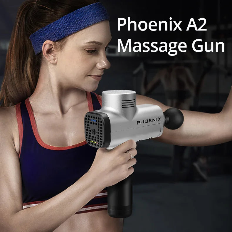 Silver Handheld Massage Gun with Multiple Speed Settings