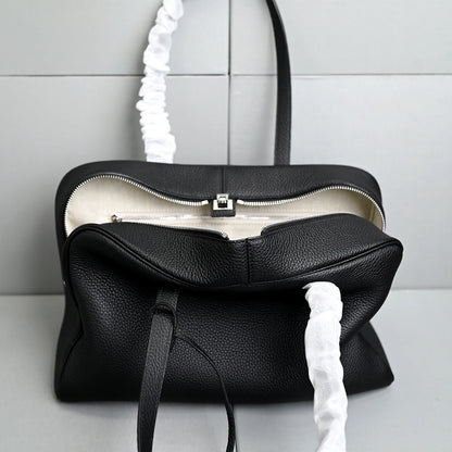 Elegant Everyday Tote Glossy 35cm Large Leather Handbag