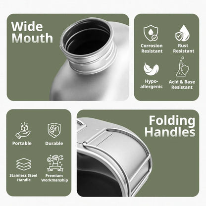 Portable Titanium Canteen Mess Kit with Carry Pouch