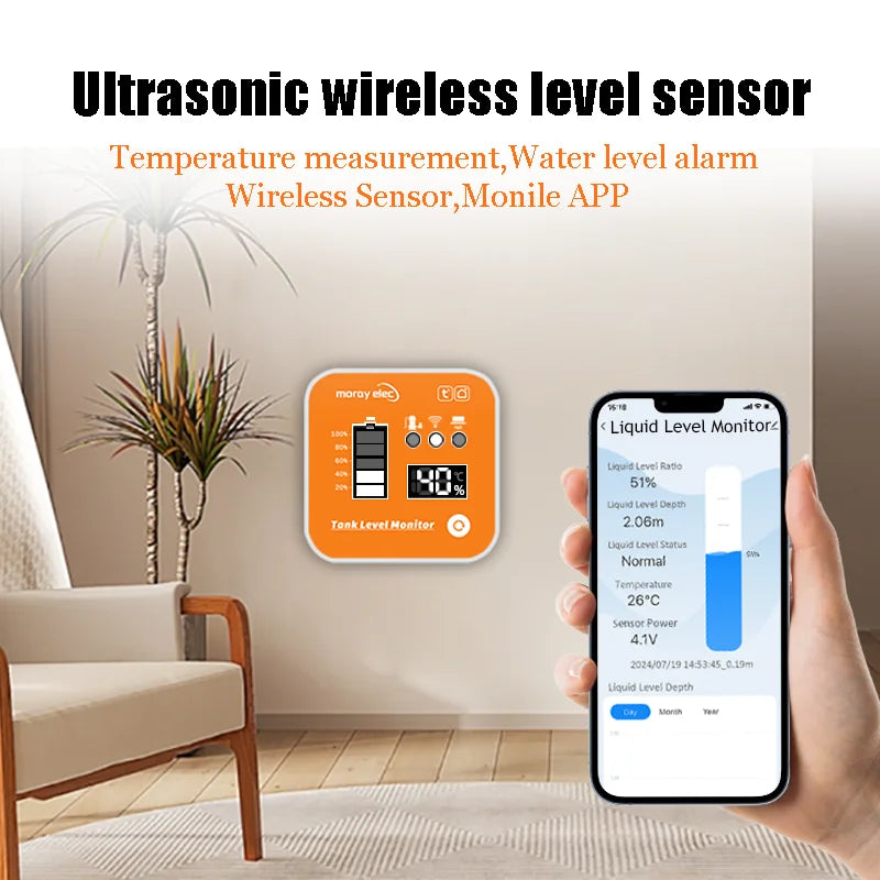 Smart WiFi Water Level Monitor with LCD Temperature Display