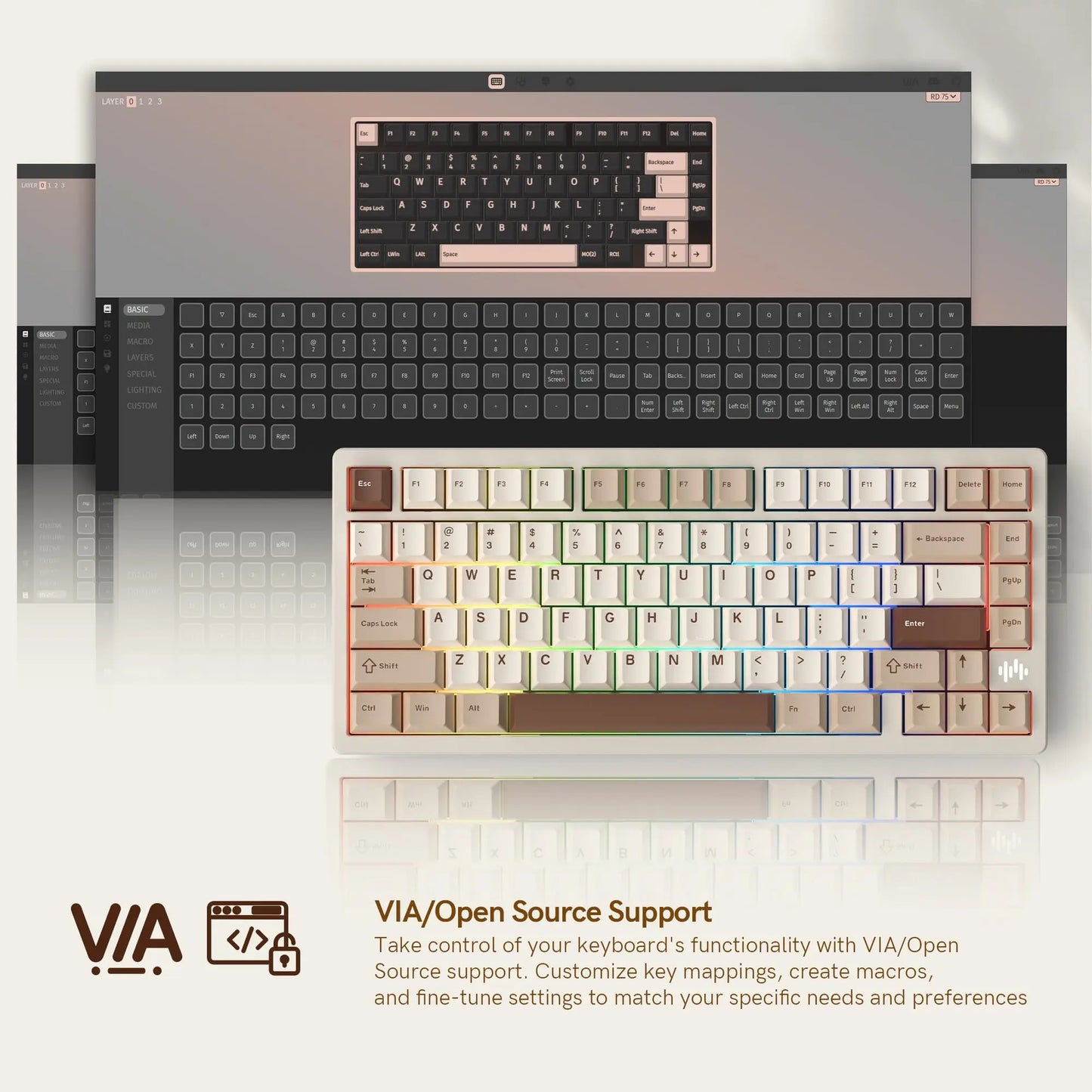 75% Wireless Mechanical Keyboard Aluminium QMK Tri-Mode