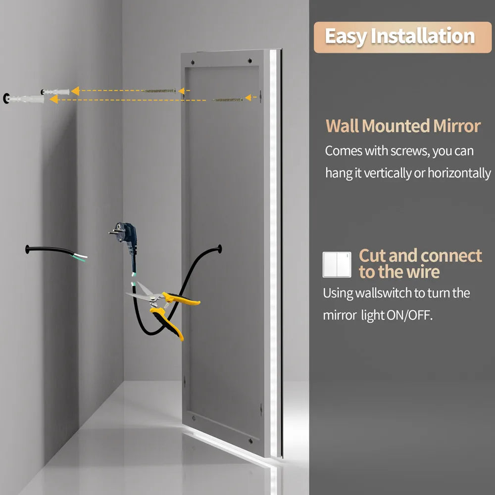 LED Bathroom Mirror with Bluetooth Speaker & Anti-Fog