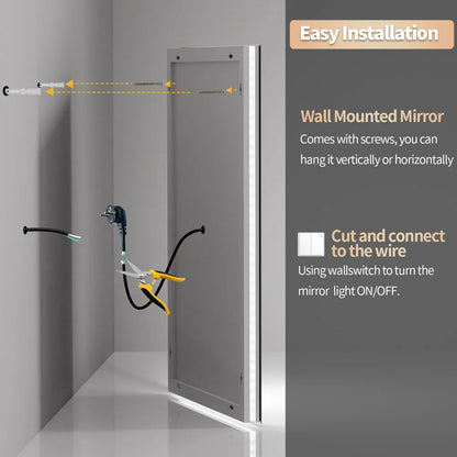 LED Bathroom Mirror with Bluetooth Speaker & Anti-Fog