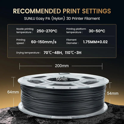 Easy-PA Nylon Filament 1.75mm 5KG Pack Black
