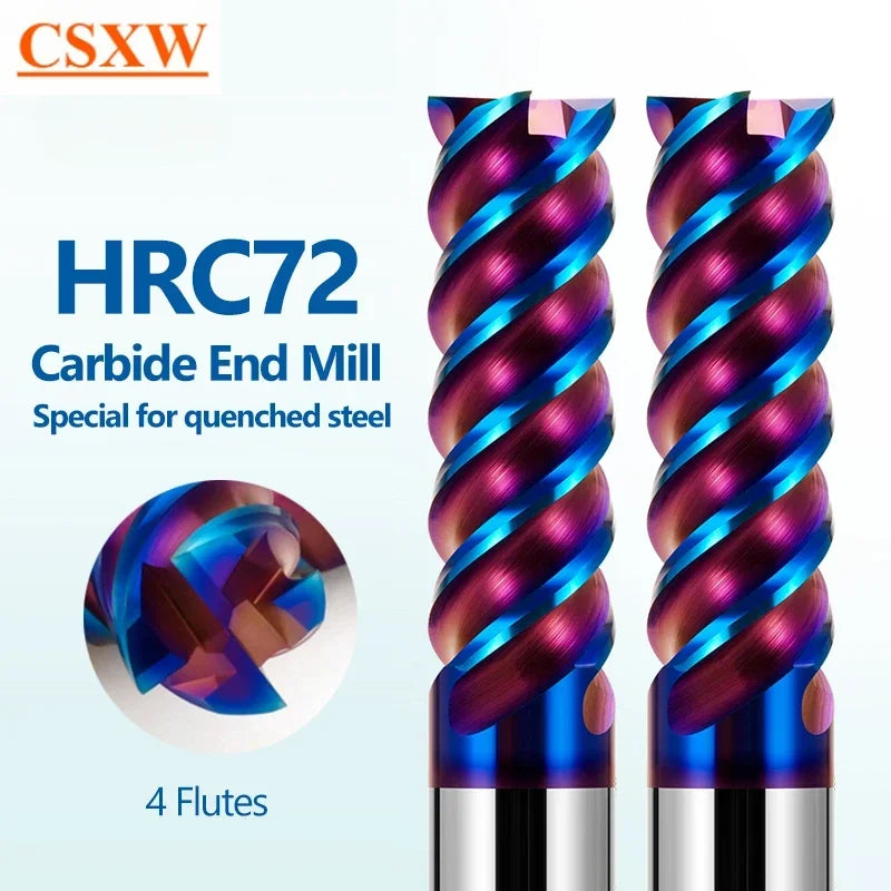 16mm HRC72 Heavy Duty Carbide CNC End Mill 100mm