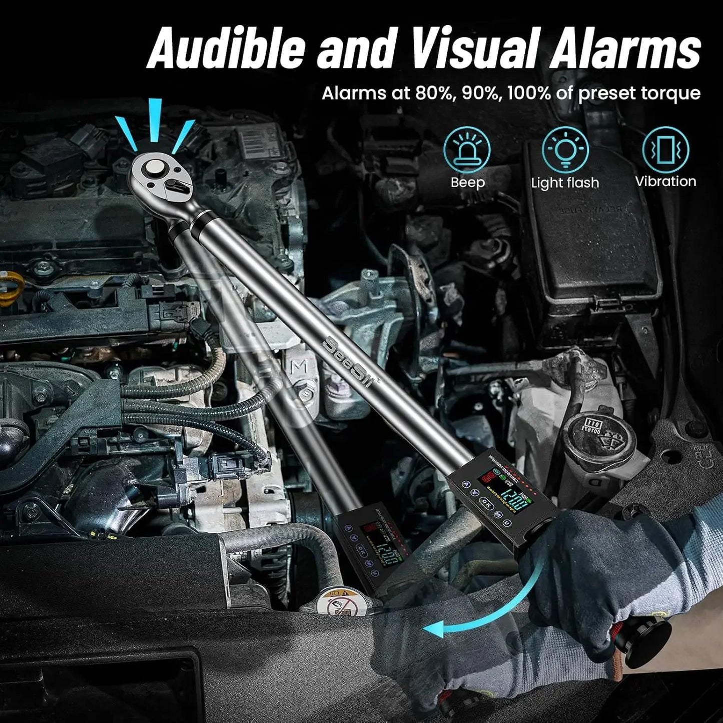 Cordless Digital Torque Wrench 340Nm 1/2 Drive for Cars