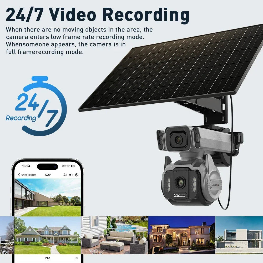 4G Outdoor Security Camera AI Tracking 12X Optical Zoom 32GB
