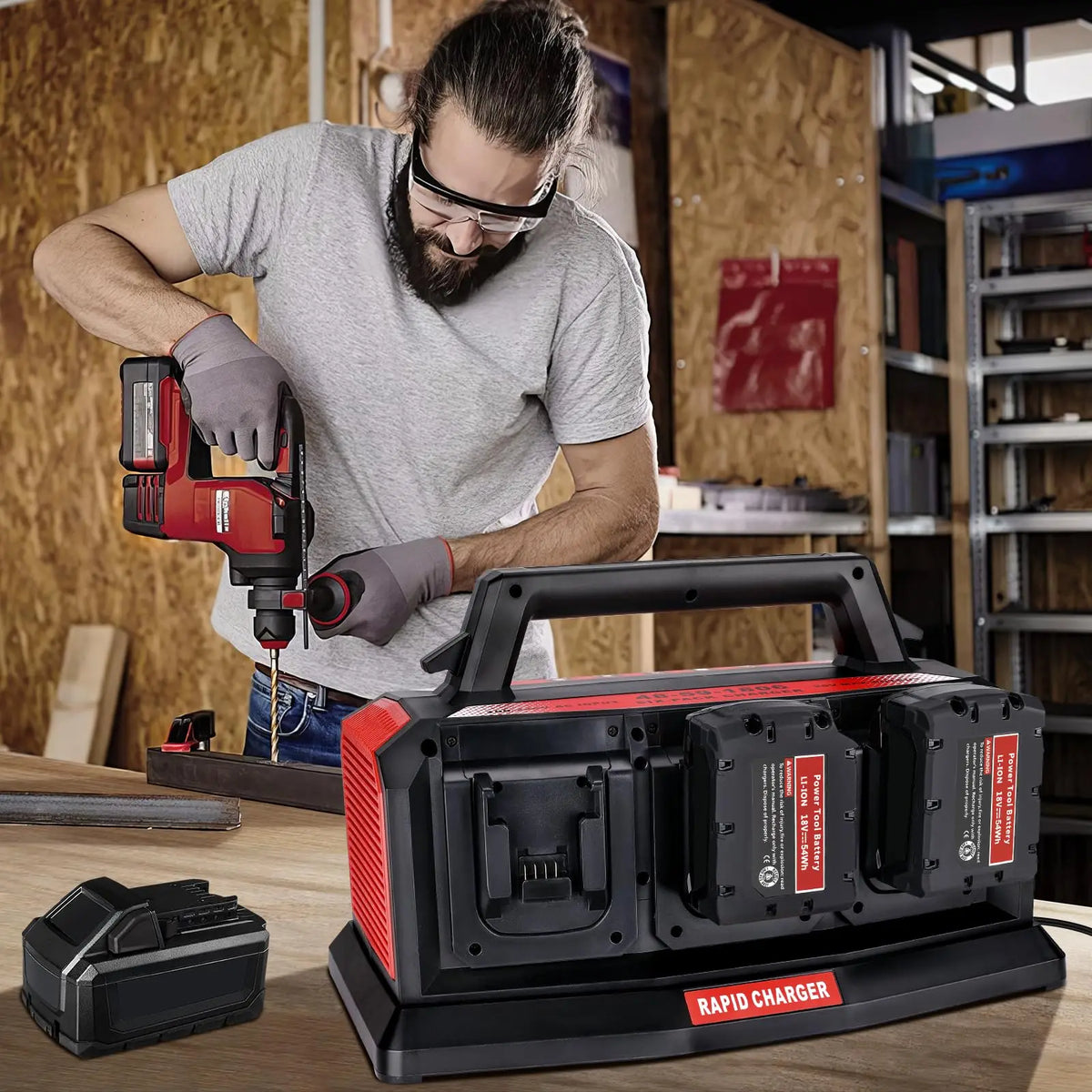 Simultaneous 6-Slot Quick Charger for Milwaukee M18 Batteries
