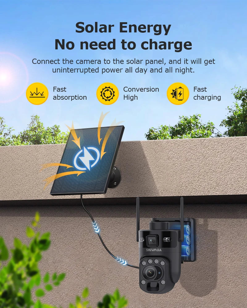 Wireless Solar Camera WiFi Motion Detection Night Vision